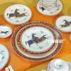 Set de Lujo Ligero Estilo Europeo de 41 Piezas Serie Floral Matu Plato Estilo Occidental Tazón para Sopa Combinación Refinada de Porcelana de Hueso con Cuchara para Regalos de Inauguración