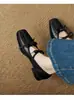Zapatos Mary Jane de piel de oveja con tacón oculto para mujer, piel suave, detalle de lazo, zapatos planos versátiles de punta cuadrada con apertura poco profunda