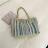 Bolsa de mão moderna com cores contrastantes, bolsa de lona trançada, bolsa tote casual para viagem, design simples e exclusivo, bolsa versátil para o dia a dia para mulheres
