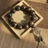 Pulsera Premium de Madera de Águila para Hombre, Cuentas de Buda Patrón Tigre Densas en Agua, Joyería Estilo Étnico, Mayoreo
