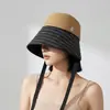 Sombrero de Sol de Ala Ancha para Mujer, Sombrero de Paja Transpirable de Verano para Viajes al Aire Libre, Sombrero con Lazo para Viajar