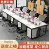 Escritorio y silla de oficina modernos minimalistas para varias personas, escritorio de computadora para personal con pantalla, estaciones de trabajo dobles para empleados de oficina