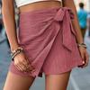 Bai Fen Zhi Yi Shorts Casuales de Verano Europeos y Americanos Más Vendidos, Transfronterizos, Ajustados, Textura Simple, Culottes de Color Sólido para Mujer