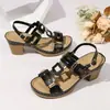 Pantuflas Europeas y Americanas Transfronterizas Estilo Nuevo de Mujer Hebilla Talla Grande Correa Única Boca de Pez Transfronterizo Color Sólido Suela Gruesa Venta al por Mayor Talla Grande