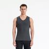 Colete térmico masculino sem costura forrado de lã, decote em V, cor sólida, alta elasticidade, roupa íntima térmica com fundo escovado de dupla face
