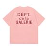 Camiseta de manga corta de algodón suelto para hombre y mujer, peso alto, doble hilo, estampado de letras de departamento de galería especial transfronterizo