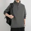 Sudadera Pesada de Invierno para Hombre con Forro Polar, Cuello Alto, Media Cremallera, Corte Holgado, Cómoda, Casual, Parte Superior Versátil, Ropa para Hombre Tallas Grandes