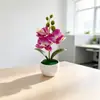 Planta en Maceta Creativa de 3 Orquídeas Phalaenopsis Decoración para el Hogar Maceta de Ondas de Agua Adorno de Flor Artificial Atmósfera Maceta de Flores de Simulación de Mesa Planta