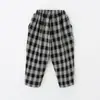 Pantalones holgados tipo harén de forro polar grueso y cálido para niños, a cuadros, largos, pantalones casuales elegantes para bebé, niños y niñas