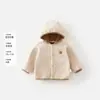 Chamarra de polar para bebé con capucha, suave y gruesa, para niños y niñas, abrigo de otoño e invierno, forrada de polar, prenda superior cálida
