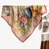 2026 Nuevo Primavera, Otoño, Invierno Cálido Bufanda Cuadrada de 90cm Bufanda Floral Estilo Coreano Calentador de Cuello de Terciopelo Chal para Mujer