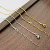 Collar de Cadena Caja Delicada Pequeña de Acero Inoxidable Color Oro 18K para Mujer con Cadena Lisa Cadena Caja Veneciana Transfronterizo