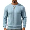 Sudadera de manga larga para hombre europea y americana, suéter de punto jacquard con cuello redondo bordado de otoño/invierno de Amazon, capa base simple de peso pesado