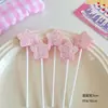 Brillo Lentejuela Corazón Estrella Rosa Princesa Niña Decoración de Pastel Enchufe Mesa de Postres Estrella de Cinco Puntas Tarjeta Enchufe