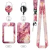 Porta Credencial de Trabajo con Patrón de Mármol, Cordón, Correa para el Cuello, Clip Retráctil, Insignia de Empleado UV, Porta Tarjeta de Identificación, Porta Tarjeta de Autobús