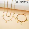Conjunto de Collar y Pulsera de Acero de Titanio de Lujo Ligero Estilo Europeo y Americano, Cadena de Clavícula en Capas, Joyería de Moda, Simple y Versátil para Mujer