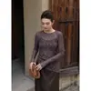 2026 Estilo Ligeramente Maduro Diseño de Dobladillo Irregular Top de Encaje Morado Camisa para Mujer Transmisión en Vivo Dropshipping Distribución Transfronteriza