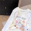 Camiseta Redonda de Manga Larga Casual Petite para Mujer con Estampado de Dibujos Animados Estilo Japonés Nicho Antiedad Otoño 2025 Nueva