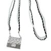 Mini Bolso Metálico Hueco con Patrón de Diamantes para Audífonos Cadena Bolso de Cintura Colgante para el Cuello Decoración Esencial de Moda para Mujer Bolso Yangshulin