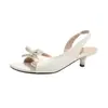 Sandalias abiertas de punta cuadrada estilo francés con lazo y espalda descubierta para mujer, nuevo modelo verano 2026, adecuadas para combinar con faldas, tacones que no cansan los pies