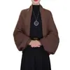 Chal Cárdigan para Mujer, Mangas de Linterna, Patrón de Diamante, Calado, Versátil, Adelgazante, Elegante, Sensación de Alta Gama, Bufanda Exterior, Moda para Mujer, Moderno