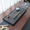 Bandeja de Chá de Pedra Preta para Uso Doméstico e de Escritório, Bandeja de Pedra Simples e Prática com Drenagem, Mesa de Chá, Conjunto de Chá de Mesa, Conjunto de Bandeja de Chá