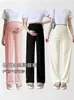 Pantalones Anchos de Maternidad para Mujer, Verano Delgados de Seda de Hielo Rectos Sueltos que Soportan el Vientre Pantalones Largos, Pantalones de Maternidad Sueltos Casuales para Verano