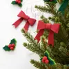 Nuchi Decoración Navideña Transfronteriza Adorno de Lazo DIY Hojas Navideñas Accesorios para Decoración de Árbol de Navidad Arreglo de Escena