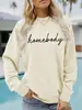 Moletom Base de Manga Longa Moda Europeia e Americana Moletom para Ficar em Casa para Mulheres, Primavera e Outono em Estoque Moletom de Gola Redonda com Senso de Design