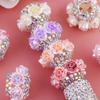 Flor de Rosa Simulada 3D Cadena de Diamantes Bola de Flor de Perlas Planas Que Se Puede Insertar en un Bolígrafo Agujero Recto Perlas Cadena para Teléfono DIY Cadena para Llaves Cadena para Bolsa Accesorios