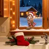 Divertido-JD185 Navidad Pintado Caballo Pequeño Divertido Hogar Balcón Ventana de Vidrio Pegatina Electrostática para Ventana Decoración Extraíble