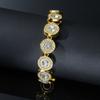 Cadena hiphop redonda de diamantes para hombre europeo y americano, pulsera hip hop rap de aleación exagerada hipster