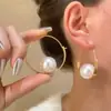 Pendientes de diamantes y perlas geométricas europeas y americanas, pendientes exagerados de moda francesa, pendientes de temperamento rojo neto, venta al por mayor