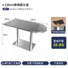Mesa e cadeira azul Klein para loja de chá com leite da moda combinação de mesa redonda de aço inoxidável cadeira dobrável para lanchonete cafeteria