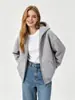 En stock 2026 nuevo modelo sudadera con forro polar de peso pesado de 355 g para mujer, cárdigan con cremallera y capucha engrosado, estilo americano