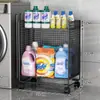 Estante de almacenamiento para baño, estante para detergente de lavandería, almacenamiento junto a la lavadora, carrito de baño para balcón, de pie