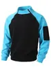 Moletom Masculino Novo de Venda Quente Transfronteiriço para Outono e Inverno, Gola com Zíper Duplo Moderna e Fashion, Blusa Masculina Color-Blocking, Roupa Casual