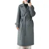 Cardigan Elegante de Lã 100% com Botões Duplos para Mulheres, Cor Sólida, Manga Longa, Decote V Profundo, Casaco de Tricô, Casaco de Lã
