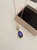 Conjunto Europeu e Americano de Corrente para Clavícula e Brincos em Formato de Gota de Água com Cristal Preto Safira Esmeralda Rubi Toque de Luxo Leve Combinando