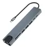 Estación de Acoplamiento Tipo C Proyección HDMI Pantalla Hub para Notebook Usb-C Lector de Tarjetas Estación de Acoplamiento Adaptador Rj45