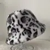 Nuevo Sombrero de Pescador de Felpa con Estampado de Leopardo Estilo Coreano para Mujer, Cálido Retro Personalizado Moda Sombrero de Pescador, Sombrero Casual