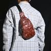 Bolso bandolera de pecho para hombre con diseño de pliegues clásico, primera capa de piel de vaca personalizada, cremallera, resistente al desgaste, color sólido, casual, para el trabajo, al aire libre