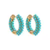 Pendientes de Turquesa Transfronterizos Europeos y Americanos, Pendientes de Oro de 18K, Pendientes Llenos de Perlas, Pendientes Retro Exagerados, Pendientes Personalizados