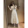 Vestido de Verano Nuevo Estilo Francés con Estampado, Ajustado a la Cintura, Corte Delgado, Lino Delgado, Tie-Dye Directo de Fábrica