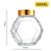 Botella de Miel Hexagonal Transparente Tarro de Almacenamiento Sellado Almacenamiento de Alimentos Conservas Pimienta Caviar Vidrio Dividido Botella al por Mayor