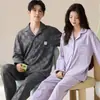Pijama de Pareja Thermolite Otoño/Invierno Cepillado Temperatura Constante Manga Larga Hombre/Mujer Engrosado Cálido Moderno Conjunto de Ropa de Casa