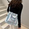 Bolsa de Lona Floral de Grande Capacidade para Mulheres Verão 2024 Nova Bolsa de Ombro Tote de Nicho Transversal Bolsa para o Dia a Dia Mamãe