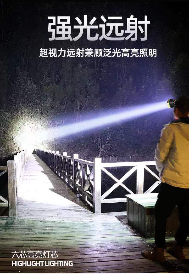 感应头灯强光超亮头戴式