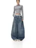 Jeans Retrô Americano para Homens e Mulheres, Marca Tendência Outono Cleanfit Solto Vintage Calças de Perna Larga Comprimento Total