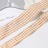 Fita Xadrez com Borda Enrugada Acessórios de Cabelo DIY Decorações de Laço Fita de Renda Colorida Fita para Embalar Bolo Flor